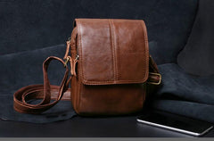 Genuine Leather Mens Cool Messenger Bag Square Bag Chest Bag Bike Bag Cycling Bag for men - imessengerbags