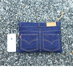 Cool Blue Jean Mens Clutch Bag Wristlet Bag Wallet Zipper Clutch Wallet For Men