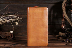 Handmade Leather Mens Clutch Wallet Cool Leather Wallet Long Phone Wallets for Men - imessengerbags
