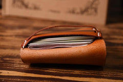 Handmade Mens Cool billfold Leather Wallet Men Small Card Slim Wallets Bifold for Men - imessengerbags