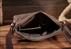 Handmade Leather Mens Cool Small Messenger Bag iPad Bag Chest Bag Bike Bag Cycling Bag for men - imessengerbags