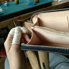 Handmade Leather Skull Death Tooled Mens Long Wallet Cool Leather Wallet Clutch Wallet for Men - imessengerbags