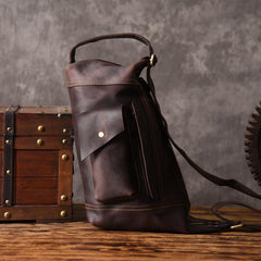Genuine Leather Mens Cool Chest Bag Sling Bag Crossbody Bag Travel Bag Hiking Bag for men