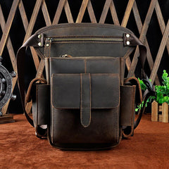 Vintage Mens Leather Biker Drop Leg Bag Messenger Bag Waist Bag Belt Pouches For Men
