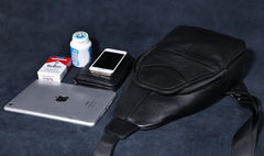 Genuine Leather Mens Cool Chest Bag Sling Bag Crossbody Bag Travel Bag Hiking Bag for men - imessengerbags