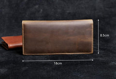 Genuine Leather Mens Cool Long Leather Wallet Zipper Clutch Wristlet Wallet for Men - imessengerbags
