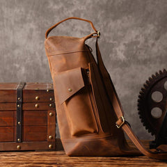Genuine Leather Mens Cool Chest Bag Sling Bag Crossbody Bag Travel Bag Hiking Bag for men