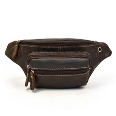 Vintage Leather Fanny Pack Mens Waist Bag Hip Pack Belt Bag for Men