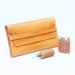 Handmade Wooden Leather Mens Cigarette Case Cool Beige Custom Cigarette Holder for Men - imessengerbags