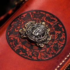 Handmade Leather Tibetan Mens Chain Biker Wallet Cool Leather Wallet Long Clutch Wallets for Men - imessengerbags
