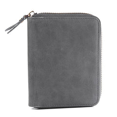 Handmade Leather Mens Cool Slim Leather Zipper Wallet Men Small Wallets Bifold for Men - imessengerbags