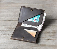 Handmade Leather Mens Cool Slim Leather Wallet Men Small Wallets Bifold for Men - imessengerbags