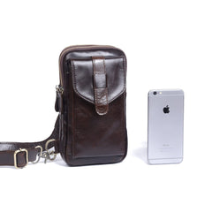 Genuine Leather Mens Cool Chest Bag Sling Bag Crossbody Bag Travel Bag Hiking Bag for men - imessengerbags
