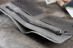 Handmade Leather Mens Cool Slim Leather Wallet Men Small Wallets Bifold for Men - imessengerbags