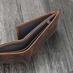 Handmade Leather Mens Cool Slim Leather Wallet Card Wallet Holders Men Small Wallets Trifold for Men - imessengerbags