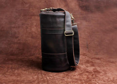 Genuine Leather Mens Bucket Bag Round Circle Bag Cool Weekender Bag Travel Bag Duffle Bags Overnight Bag Holdall Bag for men - imessengerbags