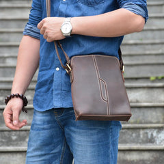 Handmade Leather Mens Cool Small Messenger Bag iPad Bag Chest Bag Bike Bag Cycling Bag for men - imessengerbags