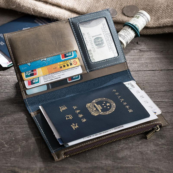 Handmade Leather Mens Travel Wallet Passport Leather Wallet Short Long Wallets for Men - imessengerbags