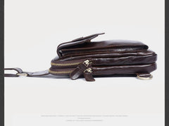 Genuine Leather Mens Cool Chest Bag Sling Bag Crossbody Bag Travel Bag Hiking Bag for men - imessengerbags