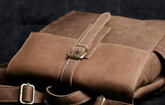 Genuine Leather Mens Cool Backpack Sling Bag Large Black Travel Bag Hiking Bag for men