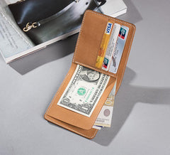 Handmade Leather Mens Cool Slim Leather Wallet Men Small Wallets Bifold for Men - imessengerbags