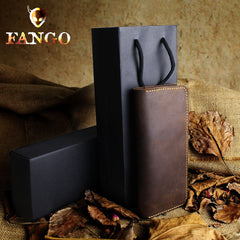 Handmade Leather Mens Cool Travel Long Wallet Card Holder Card Slim Clutch Wallets for Men - imessengerbags