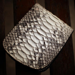 Handmade Leather Boa Skin Tooled Mens billfold Wallet Cool Slim Wallet Biker Wallet for Men - imessengerbags