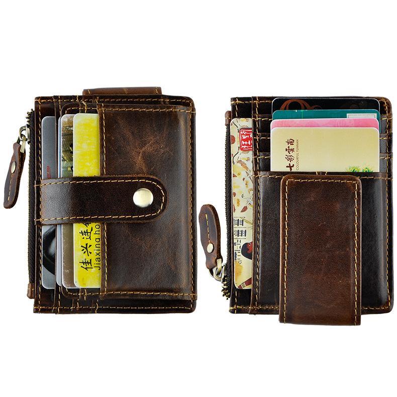 Leather Mens Wallet Cool Slim Front Pocket Wallet Money Clip for Men - imessengerbags