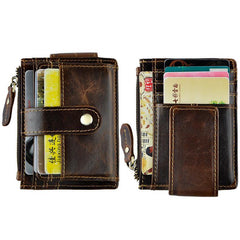 Leather Mens Wallet Cool Slim Front Pocket Wallet Money Clip for Men - imessengerbags