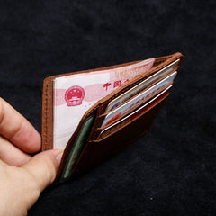 Genuine Leather Mens Cool Slim Front Pocket Wallet Leather Wallet Men Small Wallets  for Men - imessengerbags