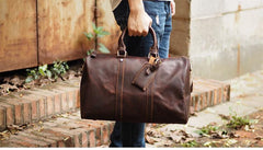 Cool Leather Mens Weekender Bags Vintage Travel Bags Duffle Bag for Men