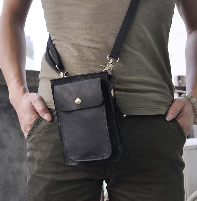 Cool Leather Mens Vintage Small Side Bag Belt Pouch Belt Bag For Men –  iwalletsmen