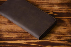 Handmade Leather Mens Cool Long Leather Wallet Zipper Clutch Wallet for Men - imessengerbags