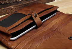 Handmade Leather Mens Cool Long Leather Wallet Card Wallet Clutch Wristlet Wallet for Men - imessengerbags