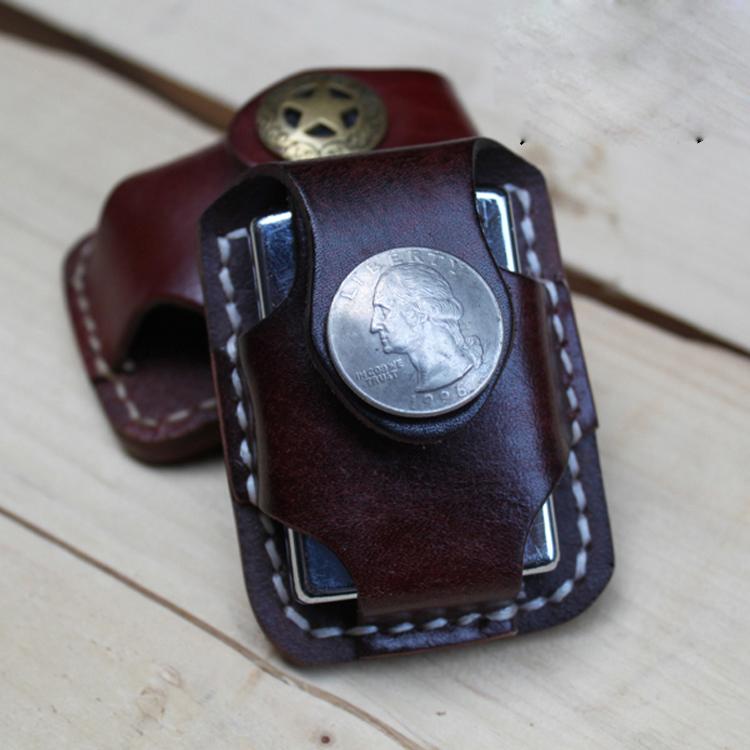 Cool Mens Leather Zippo Lighter Pouch with Loop Biker Zippo lighter case with Clip - imessengerbags