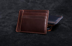 Genuine Leather Mens Cool Slim Front Pocket Wallet Leather Wallet Men Small Wallets  for Men - imessengerbags