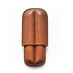 Cool Brown Leather Mens 2pcs Cigar Case Cool Custom Leather Cigar Case for Men