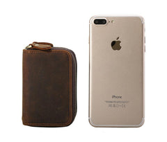 Handmade Leather Mens Cool Key Wallet Car Key Holder Case Slim Card Coin Wallet for Men - imessengerbags