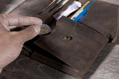 Handmade Leather Mens Clutch Wallet Cool Leather Wallet Long Phone Wallets for Men - imessengerbags