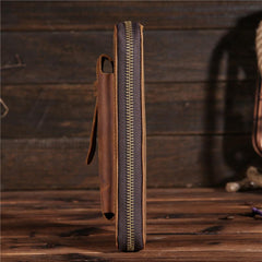 Handmade Leather Mens Cool Long Leather Phone Wallet Zipper Clutch Wallet for Men - imessengerbags