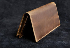Genuine Leather Mens Cool Long Leather Wallet Zipper Clutch Wristlet Wallet for Men - imessengerbags