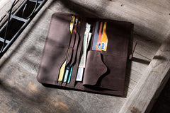 Handmade Leather Mens Clutch Wallet Cool Leather Wallet Long Phone Wallets for Men - imessengerbags