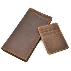 Handmade Leather Mens Cool Long Leather Wallet Passport Wallet Travel Wallet for Men - imessengerbags