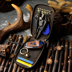 Handmade Leather Mens Cool Key Wallet Car Key Holder Case Card Wallet for Men - imessengerbags