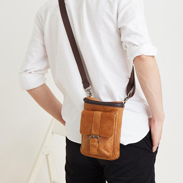 Leather Belt Pouch Mens Small Cases Waist Bag Hip Pack Belt Bag Fanny Pack Bumbag for Men - imessengerbags