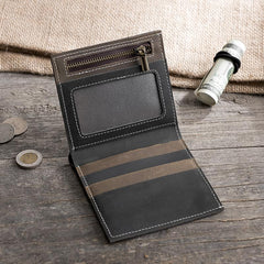 Handmade Leather Mens Cool Slim Leather Wallet Men Small Wallets Bifold for Men - imessengerbags