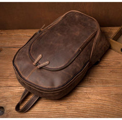 Brown Casual Mens Leather 15-inch Large Laptop Backpacks Brown Travel Backpacks School Backpacks for men - imessengerbags