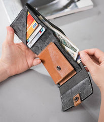 Handmade Leather Mens Cool Slim Leather Wallet Men Small Wallets Trifold for Men - imessengerbags