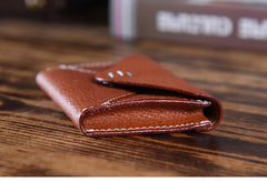 Handmade Mens Cool Short Leather Wallet Men Small Card Slim Wallets Bifold for Men