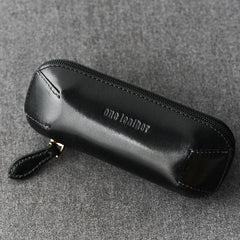 Cool Leather Mens Leather Tobacco Pipe Case Zipper Tobacco Pipe Case for Men - imessengerbags